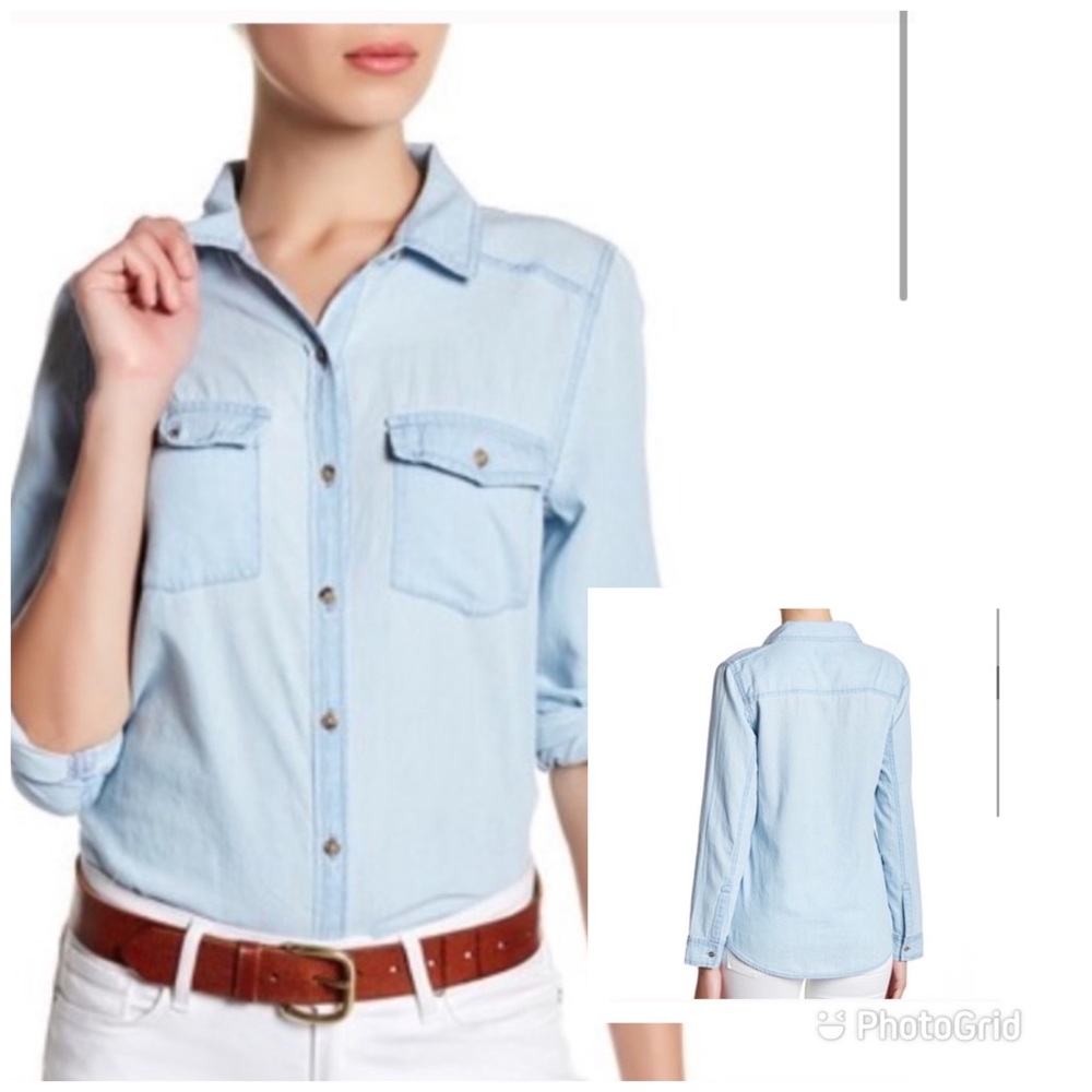 Caslon Light Wash Chambray LongSleeve Button Down
